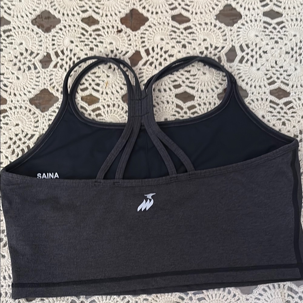 Saina
Black and Gray Sports Bra Racerback Design it is better than lululemon